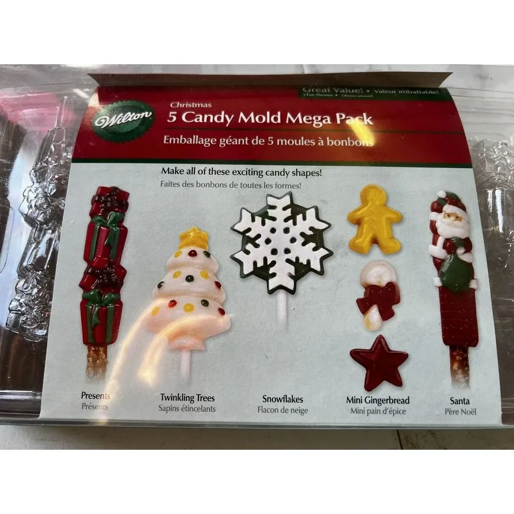 Wilton Christmas 5 Candy Mold Mega‎ Pack Santa Tree Snowflake Stocking NEW NIP